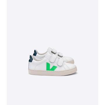 Veja ESPLAR LEATHER Kids' Sneakers White/Green | NZ 816EBC